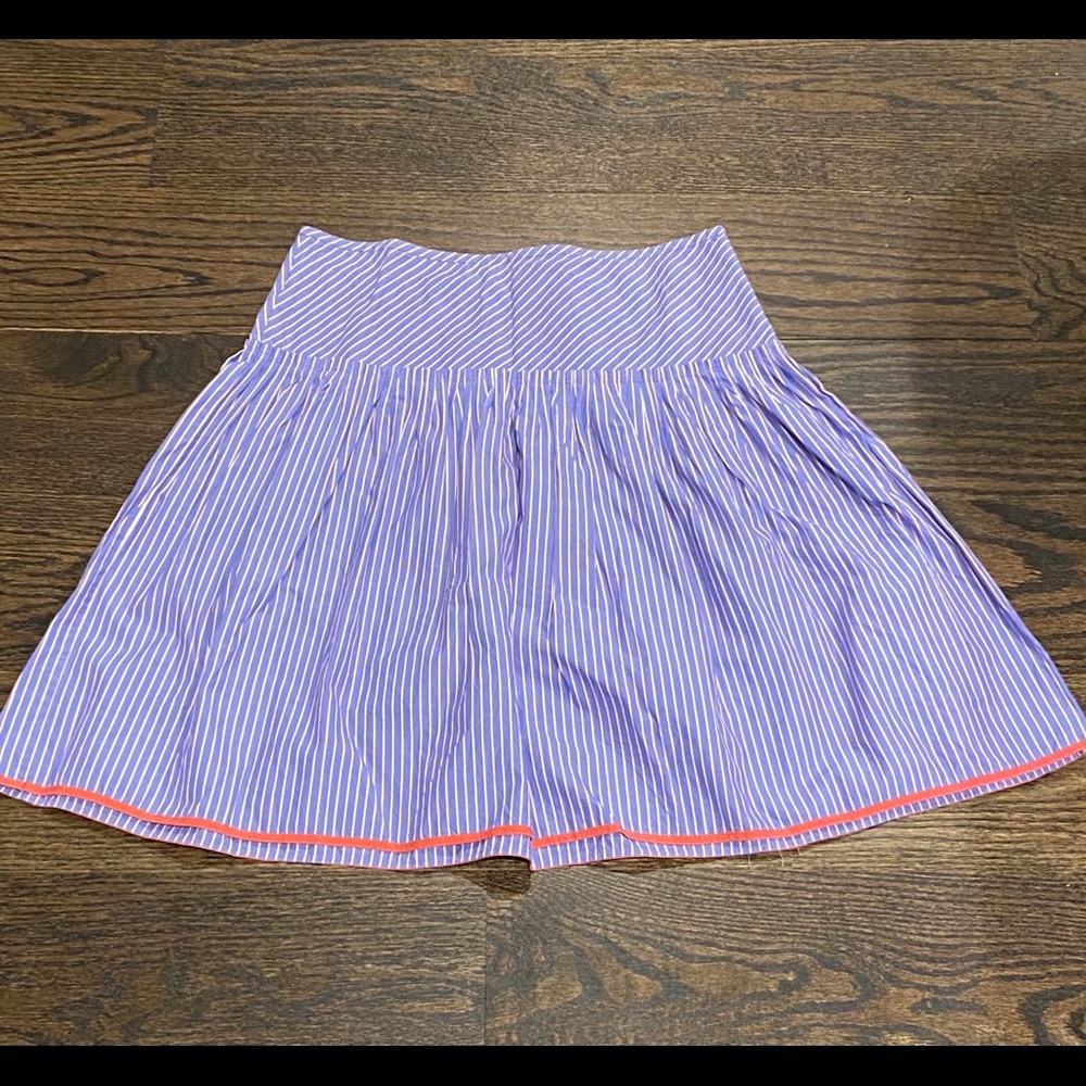 J. Crew Lavender & White Striped A-Line Skirt with Pink Trim